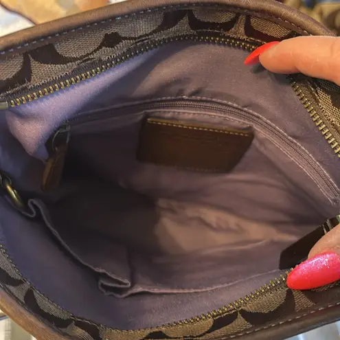 Coach  Leather Suede Patchwork Brown Duffel Crossbody Bag