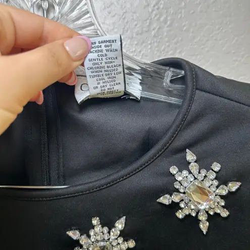 Carmen Marc Valvo Carmen Marc Valvo Dress XS Black Rhinestone Embellished Trumpet Hem Cocktail