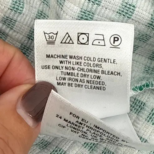 Maeve Anthropologie Franconia Green Striped Seersucker Sleeveless Top Large