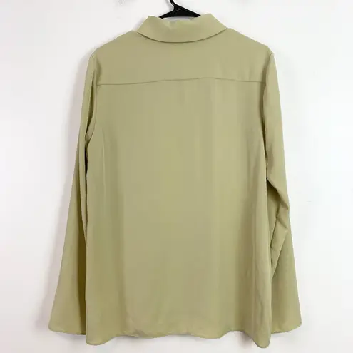 Tibi Soft Drape Slim Button Down Collared Shirt Top Clay Size 8