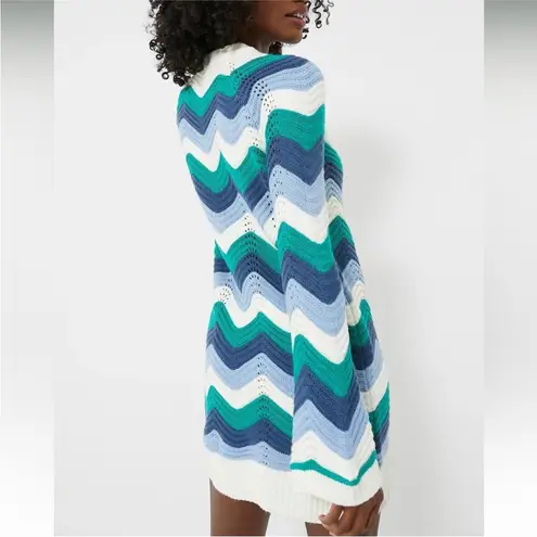 Tuckernuck NWT Beatriz Aqua Wavy Bell Sleeve Chevron Knit Sweater Dress