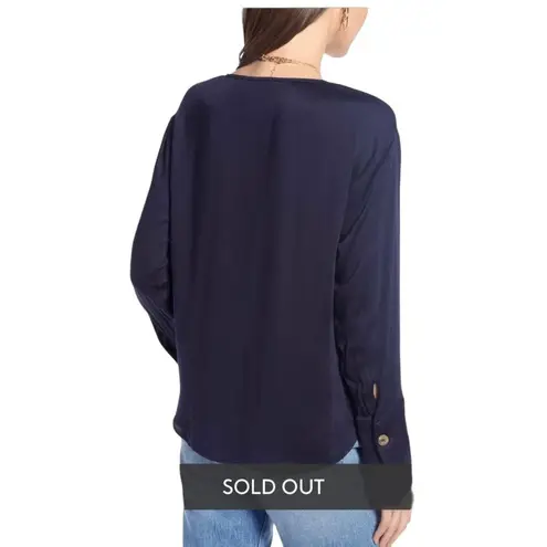 Something Navy Pretty Button Through Top - Navy Blue - XS