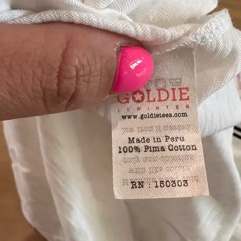 Goldie Tipped Ringer Tee white black size small