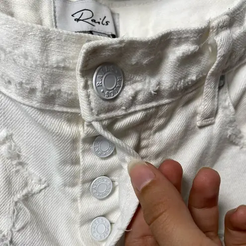 Rails Logan Star Pattern Distressed Denim Shorts White Sz 24