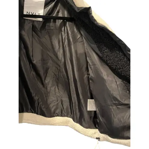 NVLT Anthropologie Berber Sherpa Puffer Jacket Size Medium Off White Lined Soft Black