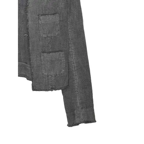 Club Monaco  Women's Jacket Blazer Tweed Open Frayed Pockets Heavy Cotton Gray 2