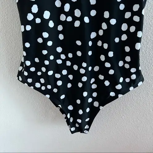 Kona Sol NWT Dot Modern One Piece Swimsuit Black and White Medium Coverage Small