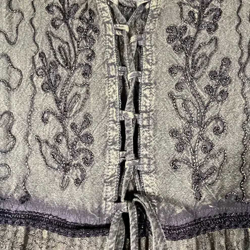 VTG JUST CRUISING BOHO HIPPIE EMBROIDERED WOMEN MIDI DRESS CORSET TIE M BROWN Size M