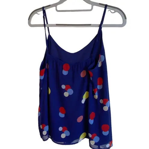 Cremieux Women's Blue Polka Dot Strappy Tank Top Sleeveless Size S