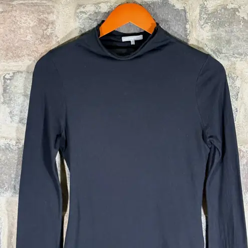 James Perse Woman's Black Mock Neck Long Sleeve Top 1/Small Cotton Layered