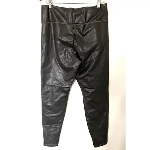 Athleta  All Over Gleam Gray Faux Leather Tight Leggings Stretch Activewear Sz L