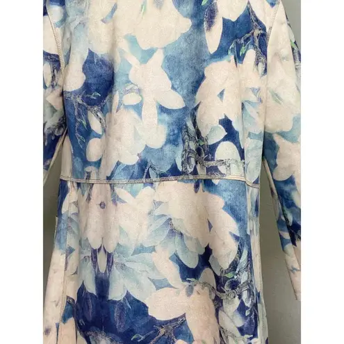 Solitaire Anthropologie Tan Floral Vegan Suede Open Light Jacket