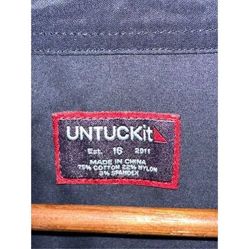 UNTUCKIT Marisol Navy Blue Cotton Blend Long Sleeve Shirt Dress Size 16 Classic