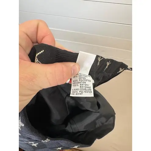 Talbots  Vintage Black Dragonfly Embroidered Pattern Flat Front Pants Size 14 - Image 8