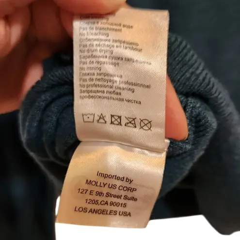 Molly Bracken Navy Blue Casual Long Sleeve Pullover Mock Neck Sweater Large