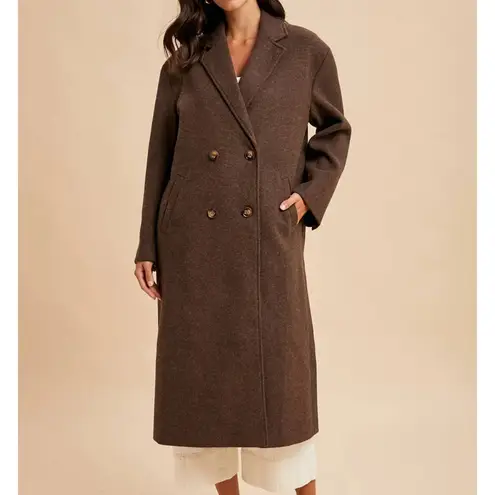Boutique Felted Double Breasted Oversized Duster Lapel Coat - Large