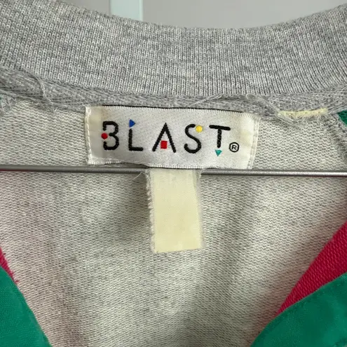 Vintage BLAST Color Block Sweatshirt Long Sleeve Pullover Casual Top Pink Size L