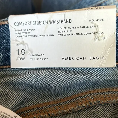 American Eagle NWT  Low Rise Baggy Jean  Comfort Stretch Size 10 Regular  Blue