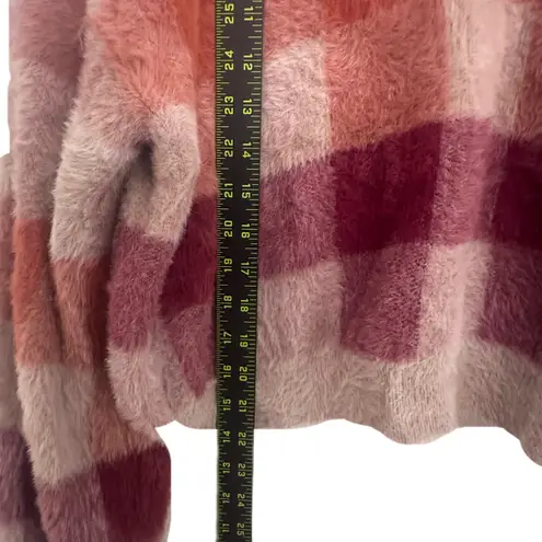 Altar'd State  Everleigh Plaid Fuzzy Pullover Sweater Long Sleeve Crew Neck  XL