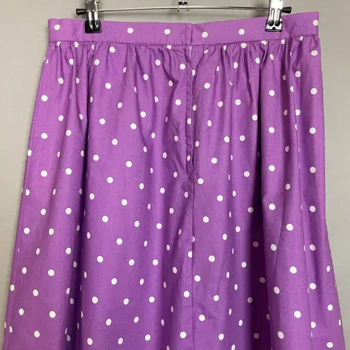 Handmade Polka Dot Skirt Purple White A-Line Retro Midi Women Colorful Playful