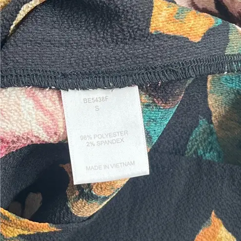 PaperMoon Women's Romper S Black Floral Boho Feminine Summer Resortwear Fairy