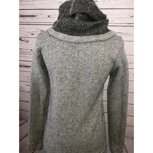 J Crew Small Funnel Cowl Wool Sweatshirt Sweater Wool Blend Gray Pocket Lined