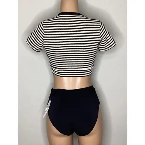 Robin Piccone New. black stripe bikini. XS. Retails $198