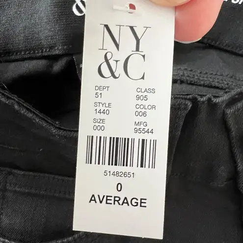 NWT New York & Co Curvy Sculpting Stretch Skinny Jeans Black Distressed Size 0