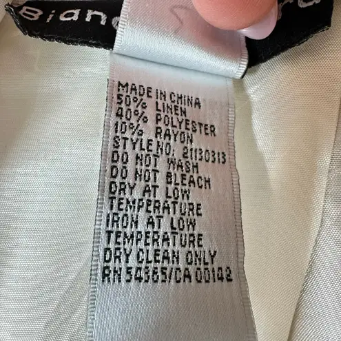 Bianca Nygaard Linen Blend Skirt Beige Brown Embellished Midi Lagenlook Size 16 Tan