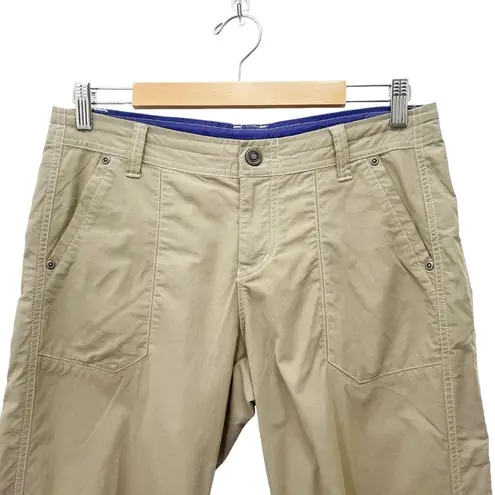 Kuhl Kendra Kapri Capri Pants Size 8 Beige Tan Cropped Hiking Pant Embroidered