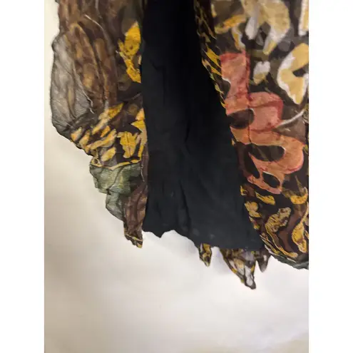 Indira Women's Rayon Pleated Skirt S/M Multicolor Floral Print Long Boho Style