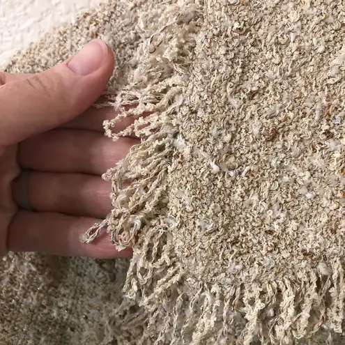 St. John Tweed Knit Shimmer Blazer Jacket Tassel Trim in Beige - Size 12