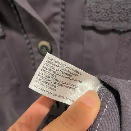 Knox Rose Women's Embroidered Peplum Utility Jacket Gray XL