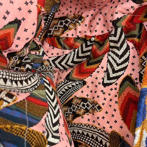 Farm Rio NWT Women's Mixed Yawanawa Reversible Puffer In Blue Multi Size XS