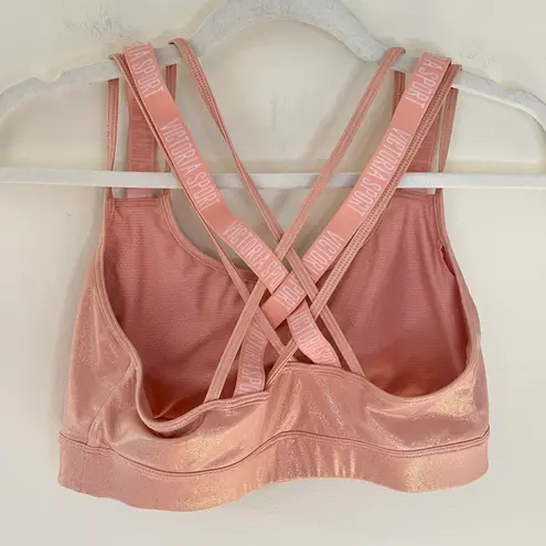 Victoria Sport So Strappy Pink Glitter Shimmer Racerback Wireless Sports Bra