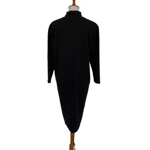 CW Clifford & Wills Black Long Sleeve Mock Neck Knit Midi Sweater Dress Medium