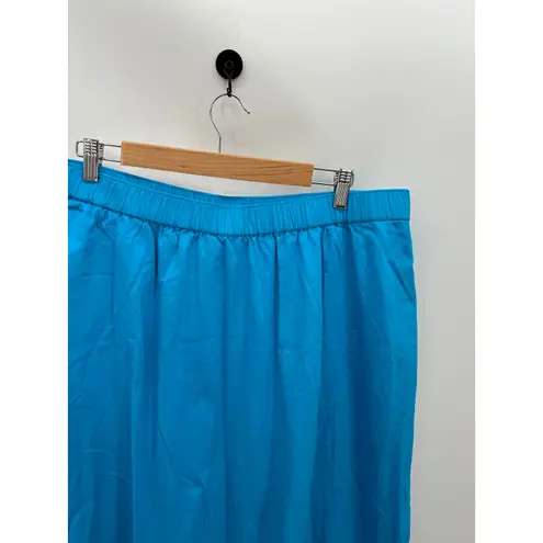 The Drop Ocean Blue Anupa Cotton Tiered Midi Skirt Pockets Womens XXL NWT