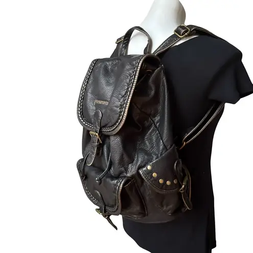 Montana West NWT, Soft Backpack Daypack Washed Faux Leather Black Bronze