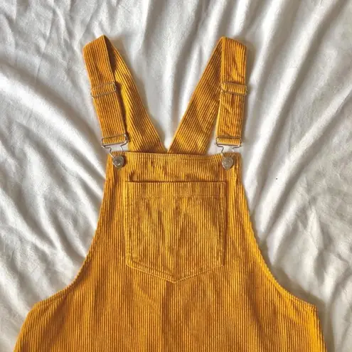 honey yellow corduroy overall dress