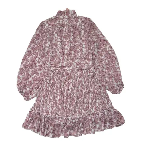 NWT Ivy City Co Brynley in Pink Floral Mock Neck Balloon Sleeve Dress XL White