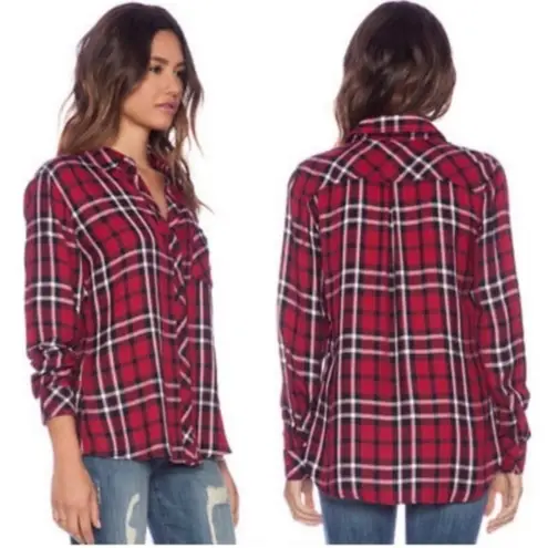 Rails Hunter Plaid Carmine Navy Red Plaid Button Up Long Sleeve Shirt Size L