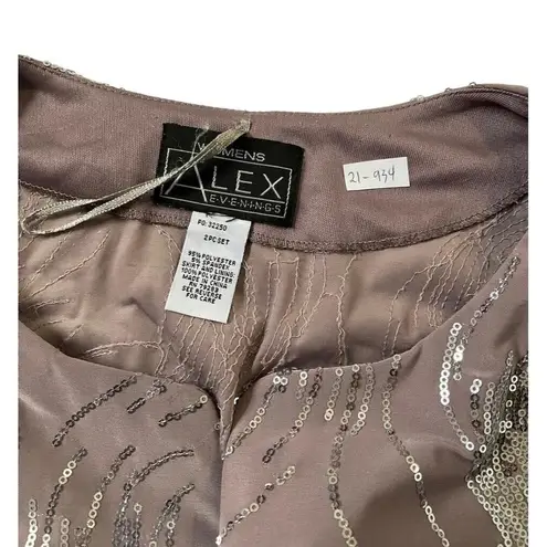 Alex Evenings  Women Size 18 2pc Set Gray Party Dress Sequin Formal 21-934