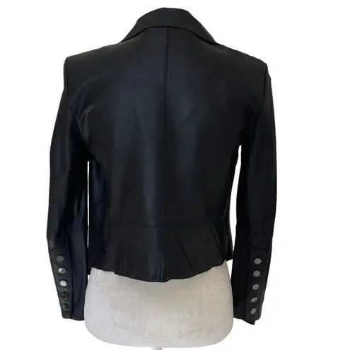 Bod & Christensen Zura Leather Jacket Women’s Size 2 Drape Front Studded Sleeves