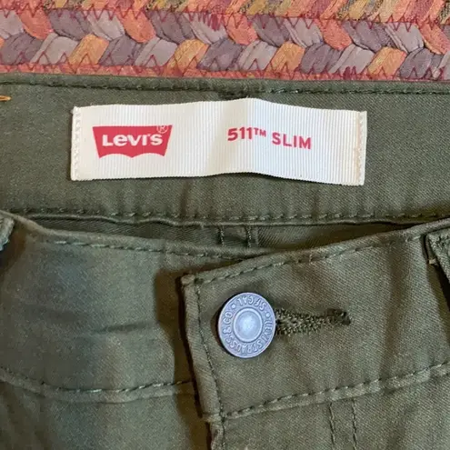 Levi's NWOT ARMY GREEN WHITE TAB  511 SLIM JEANS