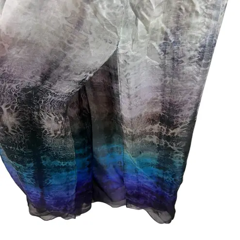 Reiss Mirte Silk V-neck Maxi Dress Size 6 Blue Tie Dye Batik Chiffon Silk