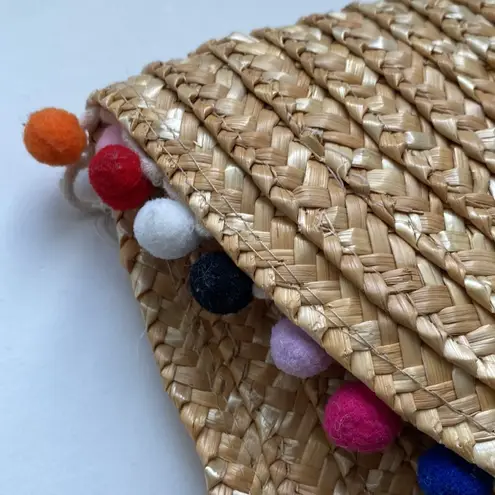 Vintage straw rainbow poms envelope clutch purse