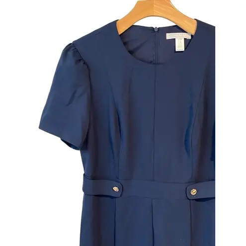 London Times Dress Womens Petite Size 14 Blue Side-Tab Fit & Flare Business NEW - Image 3