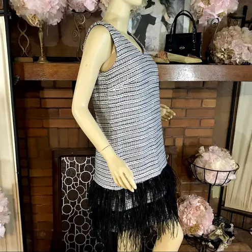 Sail To Sable STS TWEED METALLIC SHIFT DRESS WITH FEATHER TRIM HEM ACCENT (8) - Image 6