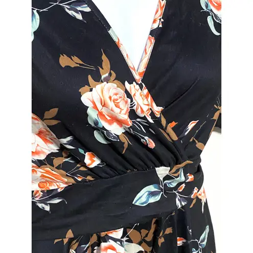 Allegrace Floral V Neck Crossover Blouse Plus 3X Whimsigoth Dark Romantic Office Black