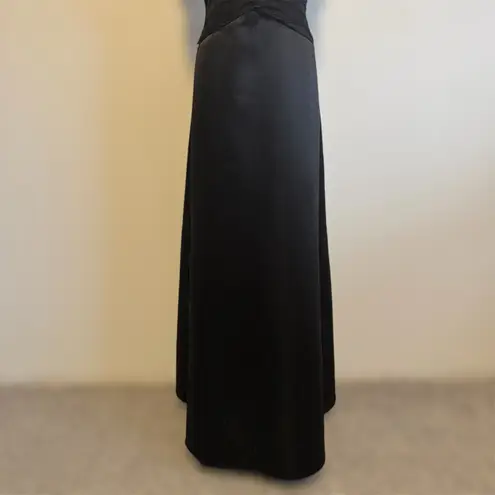 Onyx Nite Vintage Black Glitter Ruched Tulle Bust V Neck Long Formal Prom Dress